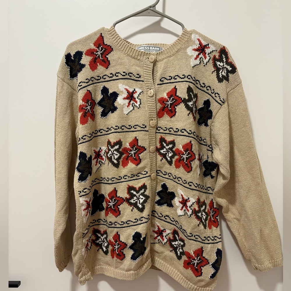 Vintage Floral Beige Sweater - Dressbarn Size 14/6great condition